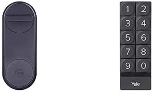 Yale Serrure connectée Linus Noire et Clavier à Code connecté, Ouverture Porte sans clés, Partage de Codes d'accès pour déverouiller la Serrure