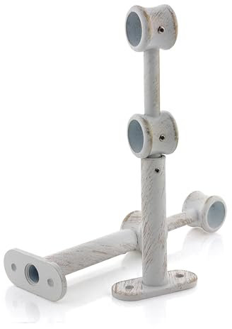 GIRASOLE HOME Staffa Regolabile Doppia 175mm per 2 Aste 2 Pezzi in Alluminio Resistente per Bastoni dal Diametro di 18-20 mm (Bianco e Oro)