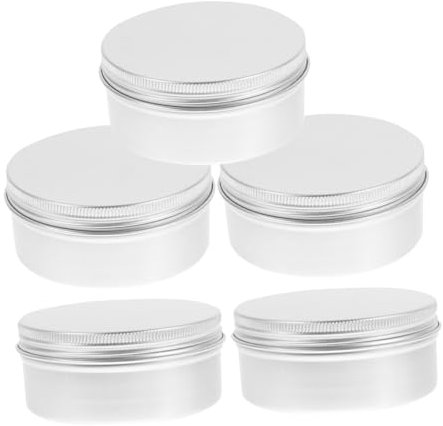 LABRIMP 5-teiliges Aluminium-Blechdosen-Set Cremedose aus Aluminium für die Seifenaufbewahrung Reisekosmetik und die Herstellung von -Kerzen