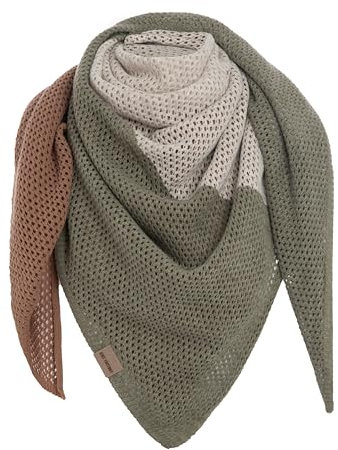 KNIT FACTORY - Lacey Stricktuch - Quadratisches Halstuch aus 30% Wolle und 70% Polyacryl - Umschlagtuch - Beiger Damen Schal - Botanic Beige - 120x120 cm