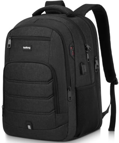 Sac à Dos Ordinateur Portable 15.6 Pouces Femme Homme Fonctionnel,Sac École Garçon PC Portable avec USB Charging Port Imperméable Antivol pour Collège Affaire Scolaire Lycée Business Travail,Noir