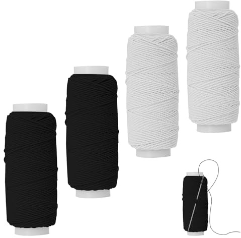 keyxer Elastisches Nähgarn, elastische Schnur, 4 Stück elastischer Faden zum Nähen, Kann zur Kostümherstellung, verwendet Werden, auch für Perlenarmbänder, Halsketten und Schmuckhandwerk geeignet