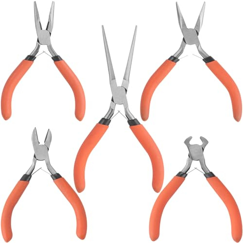 Hardys Hand Tools - Jewellery Pliers Set, Mini Tool Kit for Intricate, Craft & Hobby Works. Includes Long Nose, Side Cutters, Needle Nose and More - 5pc Pliers Set