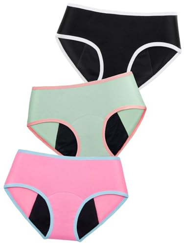 Soleurfe Teen Girls Period Underwear Heavy Flow, Reusable Leakproof Period Knickers with 4-Layer Protection, Period Pants for Teenage Girls Mid Waist Anti-Leak for 14-16 Years Old