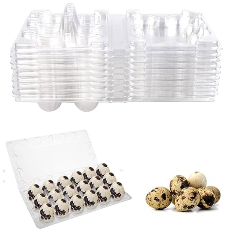 QIUMING® Cajas de huevos de codorniz cajas de almacenamiento de huevos la Nevera Caja con Tapa Huevera Plástico Para refrigeradores, apilables Huevo de codorniz faisán (transparente, 18 cuadros)