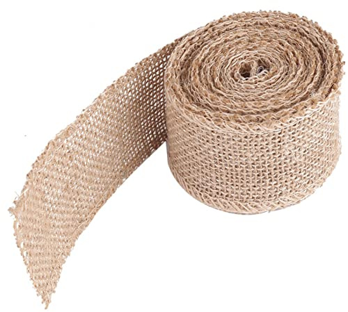 Smandy Ruban en Toile de Jute, Rouleau de Jute de pour l'artisanat, 118 Pouces, pour Les Mariages et la Décoration Rustique (Largeur 5CM, Longueur 3 mètres)