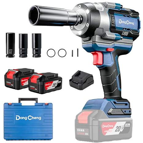 Dong Cheng Llave de impacto a batería, 1700 Nm, 2 bat 5Ah + cargador rápido