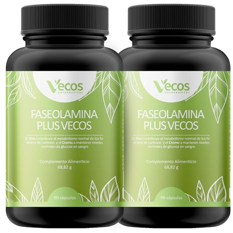 Complemento Alimenticio con Extracto de Judía Blanca, Zinc y Cromo Contribuye el Metabolismo Mantenimiento de Niveles Normales de Glucosa en Sangre (90 Cápsulas (1 Bote).) (180 Cápsulas (2 Botes))