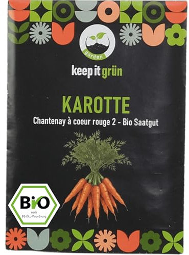 keep it grün Bio Saatgut Karotte 'Chantenay à coeur rouge 2' - samenfest | aromatische, mittelspäte Sorte für den Anbau im Garten oder Hochbeet, ideal für Frischverzehr und Lagerung
