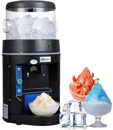 Máquina comercial de hielo picado de 600 W, picadora de hielo eléctrica, capacidad de 15 l, rendimiento de 10 kg/min, grosor ajustable, con función de avance y retroceso, base de trabajo, para graniza