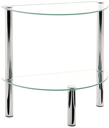 HAKU Möbel Beistelltisch Chrom, Metall, Sicherheitsglas - Maße: B 45 cm x H 47 cm x T 22 cm, Style: Modern