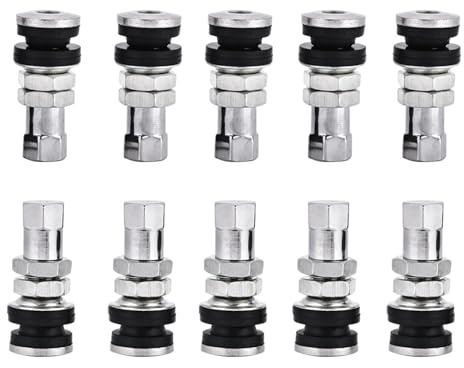 Válvulas TR161 para Neumáticos Juego de 10 Piezas Compatibles con Coches Camiones y Motocicletas Incluye Tapones de Polvo Cortas y Resistentes para Uso en Remolques y Más