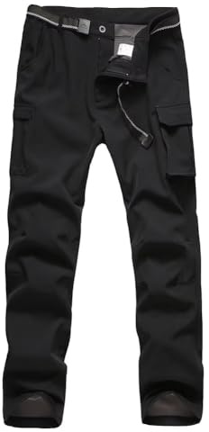 JOMLUN Boy's Fleece Lined Hiking Pants Waterproof Windproof Warm Soft Shell Outdoor Cargo Pants Snow Ski Walking Trousers