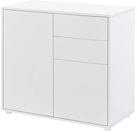 [en.casa] Sideboard Paarl Kommode mit 2-2 Schubladen und Schranktüren Beistellschrank 74x79x36 cm Weiß Matt