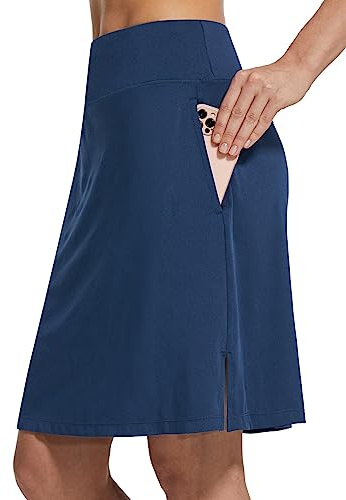 baleaf Donne 50,8 cm Lunghezza Ginocchio Skorts gonne atletiche modeste Sport Golf Cerniera Tasca Protezione UV Navy L