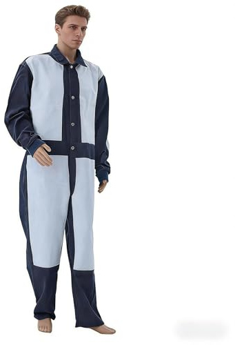 SHUNJIE Heavy Duty Leather Blast Suit Spray Paint Protective Suit Sandblasting Protective Safety Work Overalls Blue