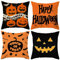 Bigqin 4 Piezas Fundas Cojines 45x45, Funda Cojin Halloween Decoración Halloween Casa Pumpkin Fundas de Cojines, casa y Halloween Decoraciones