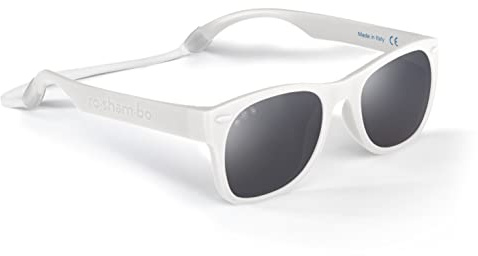ROSHAMBO Unbreakable Baby Sunglasses with Strap BPA-free – Girls Boys 0-24 months Infants – Polarized Lens, Assembled in USA, Ice Ice Baby