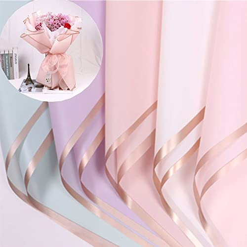 25 Blatt/5 Farben Goldkante Wasserdichtes Geschenkpapier für Blumen, Blumenladen, Blumenstraußzubehör, DIY-Handwerk, Geschenkpapier für Geschenkboxen, 22,8 x 22,8 Zoll