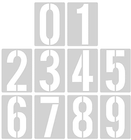 20cm Stencil Numeri Grandi, da 0 a 9 Stencil con Numeri Plastica Riutilizzabile Stencil Numero per Dipingere la Torta, 10 Pezzi