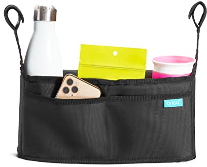 Munchkin Stroller Organizer with Cup Holders and Wet Wipes Case - Travel Storage Bag for Baby and Mom Essentials, Universal Fit, Fits UPPAbaby, Evenflo, BabyTrend and more, Black