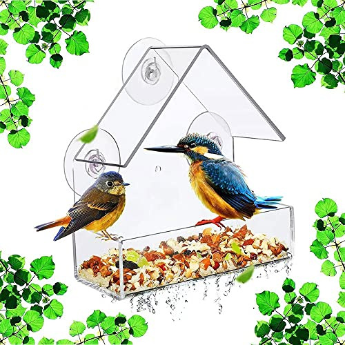 Vogelfutterstation Vogelhaus für Outdoor, Fenster Vogelfutterstation mit starken Saugnäpfen für Wildvögel, Kardinal, Bluebird