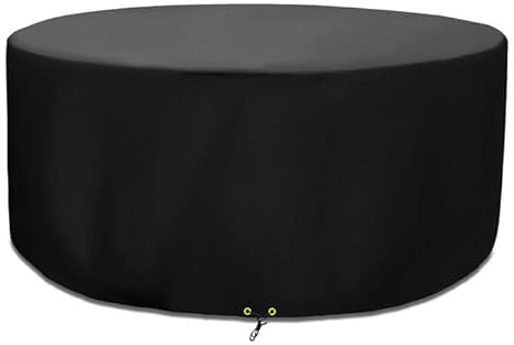 Funshot Round Garden Furniture Covers Waterproof, Windproof, Anti-UV, Garden Table Cover 420D Oxford Fabric Outdoor Round Patio Table Cover, Garden Furniture Cover Circular, Ø 100x70cm, Black