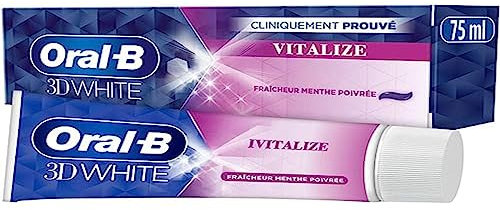 Oral B Zahnpasta 3D White Vitalize 75 ml, entfernt bis zu 87 Prozent der Flecken auf der Oberfläche für weißere Zähne