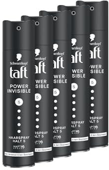 Schwarzkopf Taft Haarspray Power Invisible (5x 250 ml), Haltegrad 5 Haarstyling, Haarspray für alle Haartypen, Nicht klebend und ohne zu beschweren, Vegane Formel*