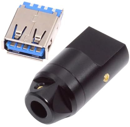 CY Connecteur USB 3.0 Type-A Femelle, Type à souder avec boîtier en Alliage d'aluminium, Adaptation pour câble de 6,0 mm