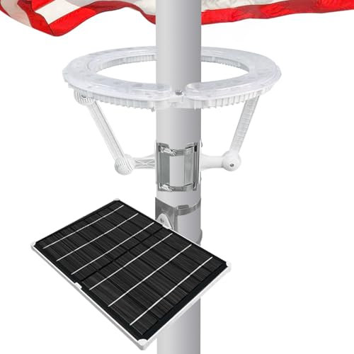 Kayiune Flag Pole Light Solar Powered, 4640Lumen Solar Flagpole Light, Dusk to Dawn 100% Flag Coverage, Waterproof Outdoor Lights for Flagpole, fits 2-6'' Dia 15-40 ft flagpole, White