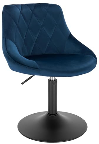 WOLTU Schminktisch Stuhl, Schminkstuhl mit Lehne, Samt, Blau | Höhenverstellbar, 360° Drehbar, Bequemer Hocker, für Schlafzimmer, Esszimmer, Küche