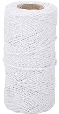 ANKROYU 100 m di spago di iuta, spago di cotone bianco, cordino artigianale cucito a mano, spago di cotone bianco, spago di iuta per artigianato da forno e confezionamento