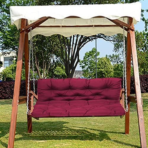 Kissen für Gartenmöbel, Schaukel, Bankauflage mit Baldachin, überfüllte Hängematte, Sitzkissen, 3-Sitzer, Gartenbank, verdickte Ersatzkissen, 120 x 100 x 10 cm, Rot