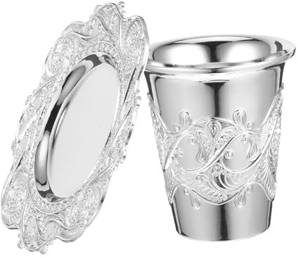 Cabilock Kiddush Cup Mit Untertasse Judaica Shabbos Weinbecher Aus Leichtem Formstabilem Metall Passover Weingeschenk Für Jüdische Feiertage Und Festliche Anlässe