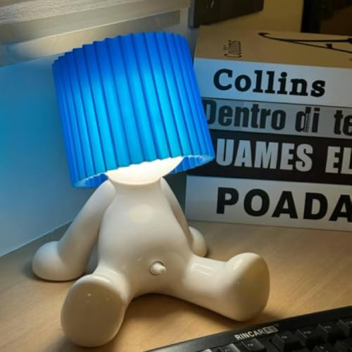 Umikk Lustiges LED Tischleuchte, Lampe „Ein kleiner schüchterner Mann“, Kreative A Little Shy Man Nachttischlampe, USB-Aufladung Tischlampe Mit Schirm, Romantische LED Nachttischlampe (Blau)