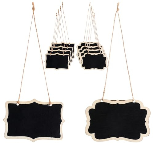10Pcs Blackboard Decanter Tags, Wooden Mini Chalkboard Signs Double-Sided Blackboard with Hanging String Erasable Small Message Boards Labels for Wedding Party Wine Bottle Table Numbers Plants