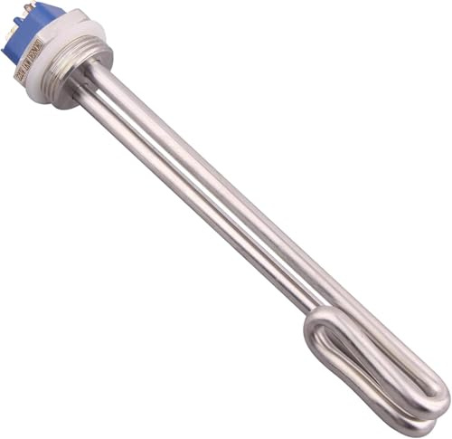 DERNORD Heizelement, 220 V, 1000 W, 2,5 cm, kurz, zusammenklappbar, elektrisch, Brühwasserboiler, Heizung, BSP-Gewinde, Edelstahl-Flansch