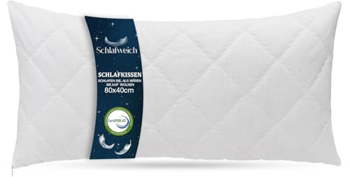 Schlafweich Kopfkissen 40x80 cm groß - 1er Set Kissen für Bett und als Dekokissen - Verstellbares Kissen mit Reißverschluss - Sofakissen - Zierkissen für Couch und Sofa - Waschbar bis 60° - Weiß | Verstellbar mit Reißverschluss, Sofakissen, Zierkissen für Couch und Sofa, Waschbar bis 60°, 1er Set