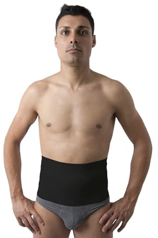 Beman 555 – Merinowoll‑ und Baumwoll‑Bauchband, elastischer Rücken‑ und Bauchgurt, wärmespendende Bauchstütze, hypoallergen, H.22 cm (Schwarz, 5)