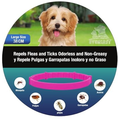 Collare Antiparassitario per Cani - 8 Mesi di Protezione contro Pulci, Zecche, Zanzare e Acari - 65 cm Regolabile, Efficace e Sicuro 100% Naturali (1, ROSA, 38CM)