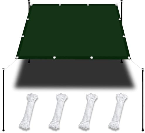 Vela Ombreggiante Sport Tenda 6 x 10 m Impermeabile Protezione Raggi UV Vela Ombreggiante per Balconi con Occhielli e Fascetta per Terrazza Giardino e Balcone, Verde Scuro