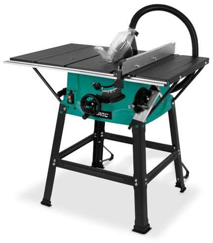 VONROC Scie sur table VONROC 2000W – Ø250mm – Grande table de travail – Angle de coupe réglable : 0° à 45° – Avec technologie Soft Start – Incl. lame 60T et support