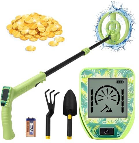 Metal Detector for Kids, 26.3''-31'' Adjustable Metal Detectors with LCD Display, Lightweight Kids Metal Detector, Gold Detector with Waterproof Search Coil, Rake, and Shovel to Treasure Seeking