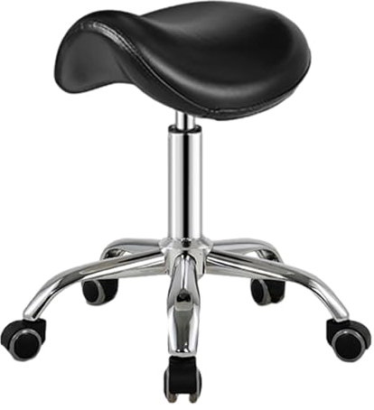 Generisch Sattelhocker, Rollstuhl für Schönheits- und Medizinanwendungen, robuster, um 360° drehbarer Salonstuhl für Friseure, Zahnarztpraxen, Tattoo- und Maniküre-Drehhocker (schwarz)