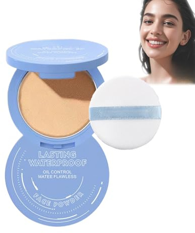 Matte Face Finishing Pressed Powder，Oil Control Setting Powder Foundation Face Powder, Lightweight Long-Lasting Waterproof FacePowder For Women & Men (02# Natural)