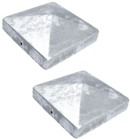 Pyramid Square Galvanised Metal Fence Post Caps 3 75mm Post Top (2)
