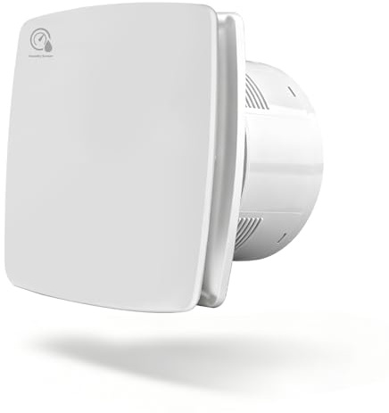 Vrietina Ø150mm Badlüfter mit Feuchtigkeitssensor & Nachlauf [18W - IPX4-35db] Leiser Abluftventilator mit Rücklaufklappe, Gegen Feuchtigkeit & Schimmel, Wandventilator Lüfter f. Bade WC Küche, Weiß