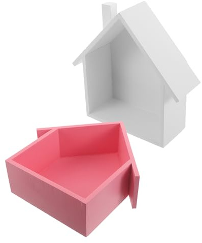 EPIGEIST 2 Pezzi Mensola da Parete a Forma di Casetta in Legno Massello Rustico, Set 2 Pezzi Porta Chiavi e Organizer Posta, Mensole Sospese per Arredamento Cameretta e Decorazione Casa