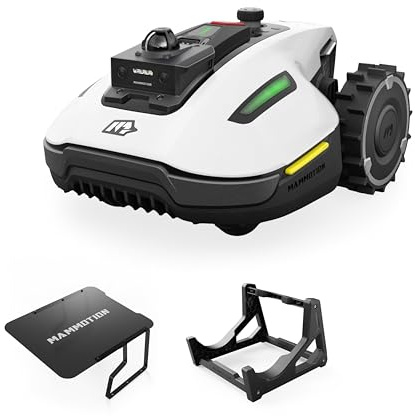 MAMMOTION YUKA Mini 2 1000 Robot Cortacésped con Soporte de Lavadero, LiDAR de 360° + Visión por IA, Modo DropMow, sin Cable Perimetral, Sin Señal Perdida, Sin RTK